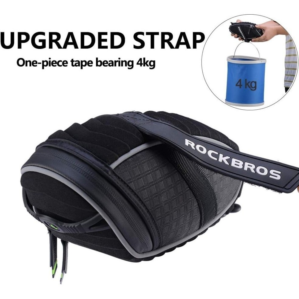 ROCKBROS Bike Seat Saddle Bag for Mountain & Road Bikes Black Reflective - Picture 3 of 7